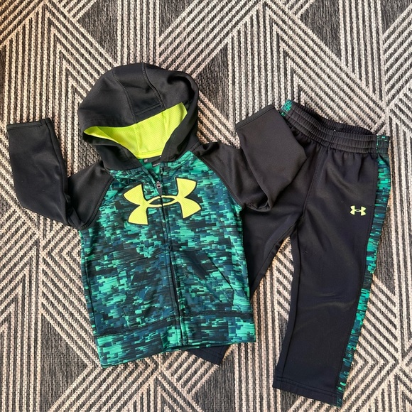 Under Armour Black and Green Track Suit Size 2T - Picture 1 of 2